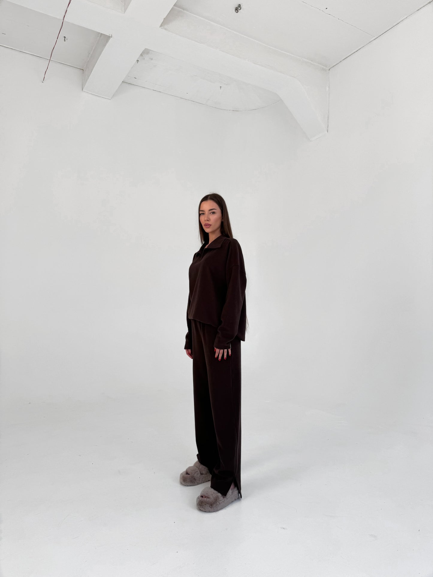 KNIT SPLIT PANTS / CHOCO