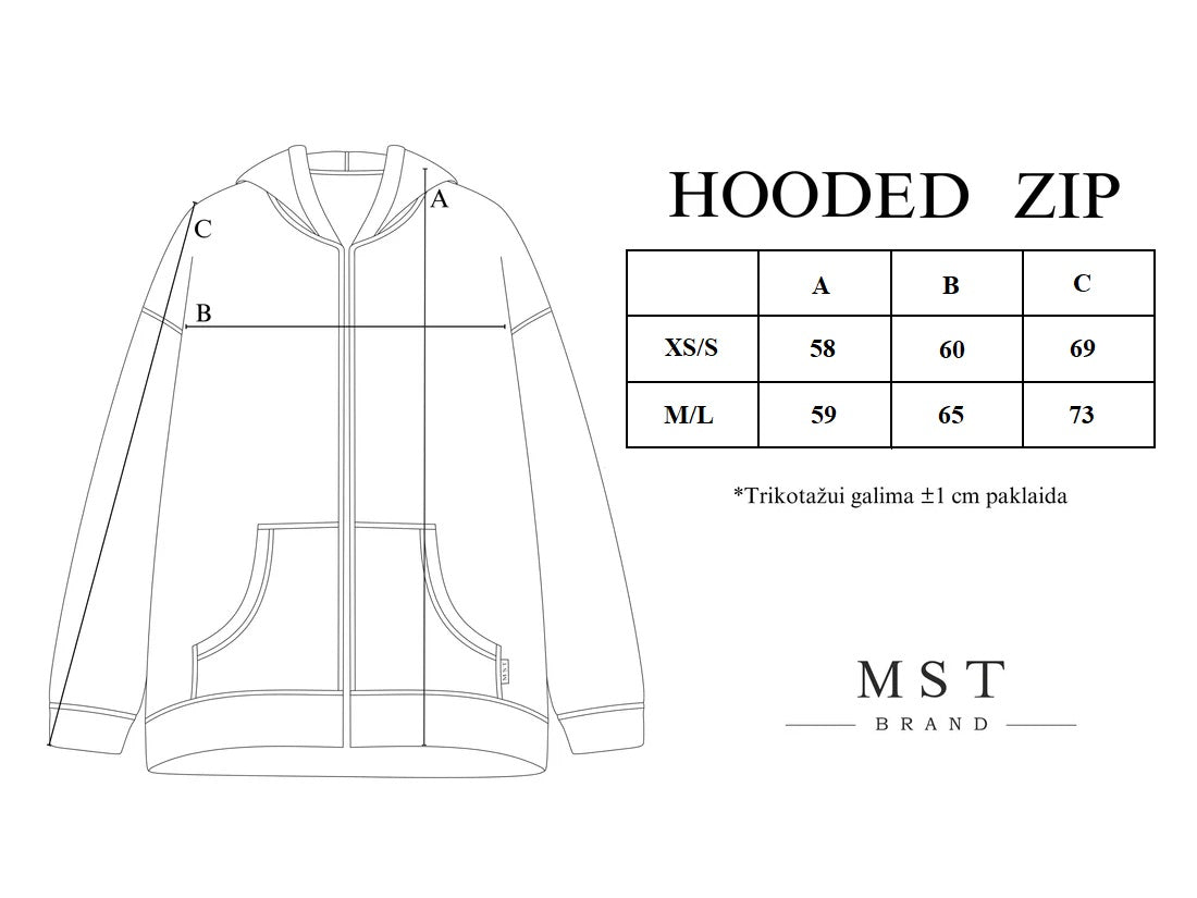 Hooded zip / white melange