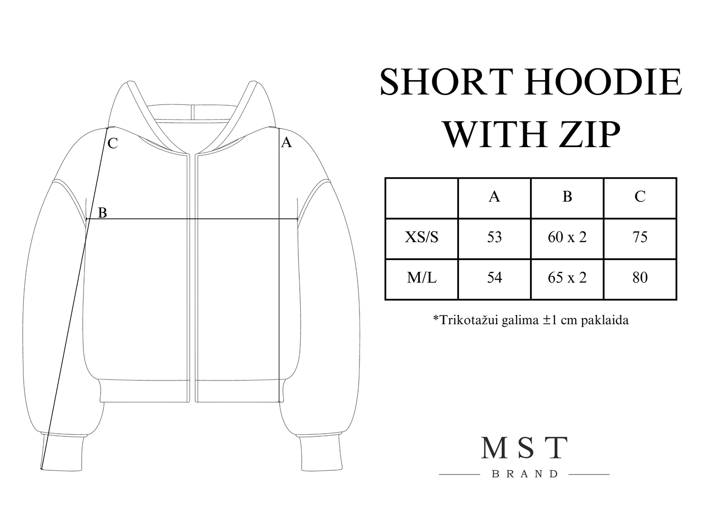 Short hoodie with zip / cacao