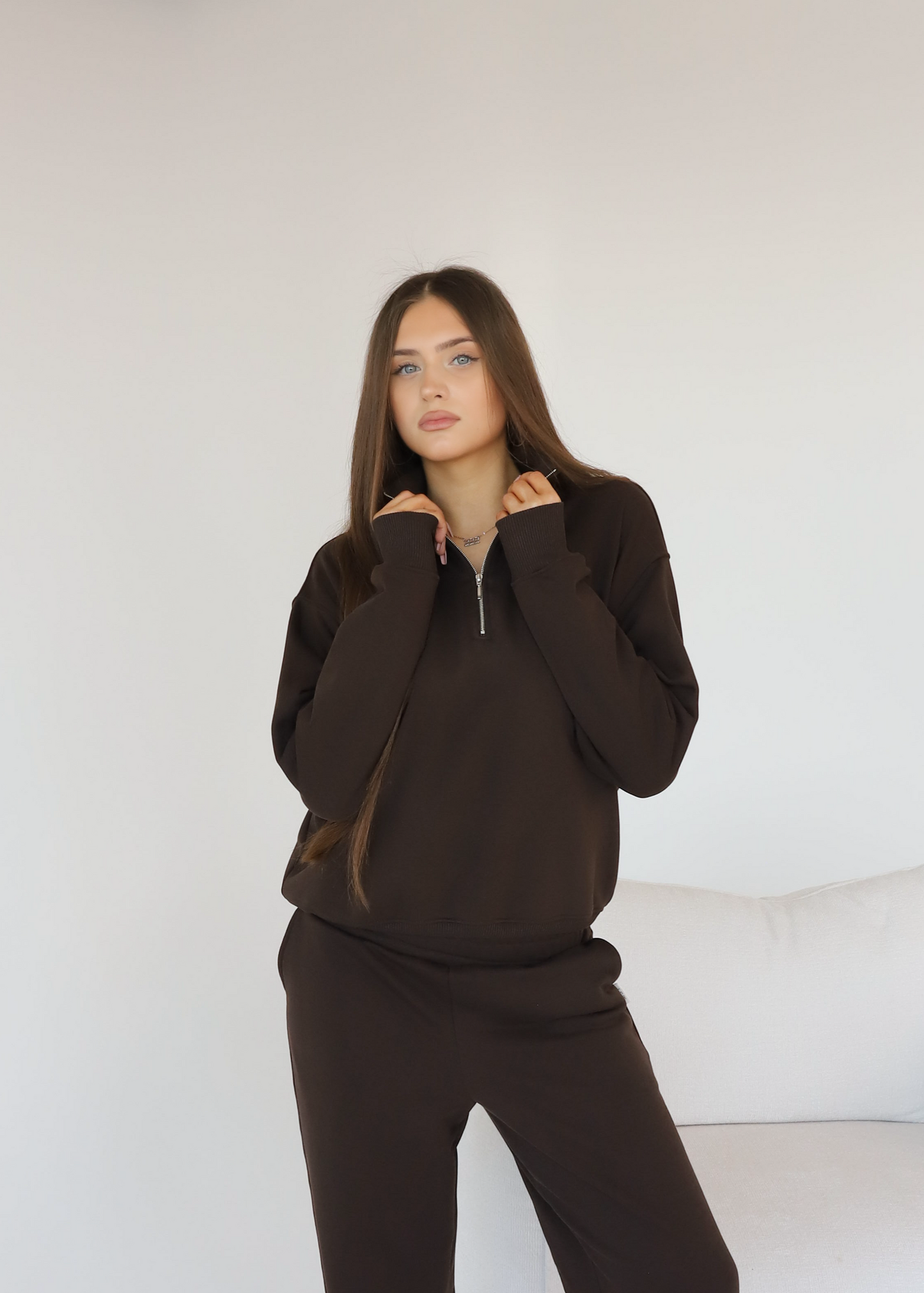 Sweatshirt with zip choco