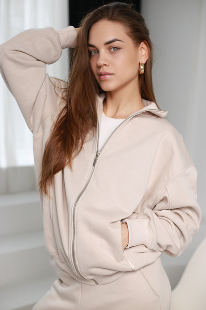 Zip up sweatshirt / beige
