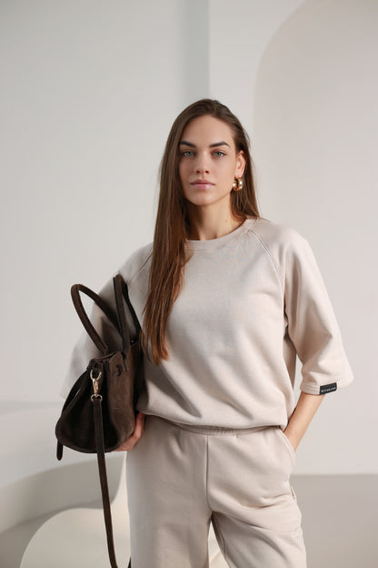 Shortsleeve sweatshirt / beige
