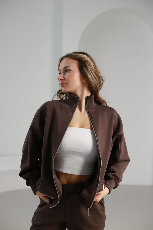 Zip up sweatshirt / taupe