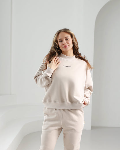 High neck sweatshirt / beige