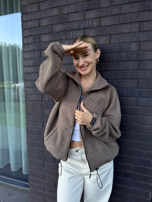 Teddy fleece zip jacket / taupe