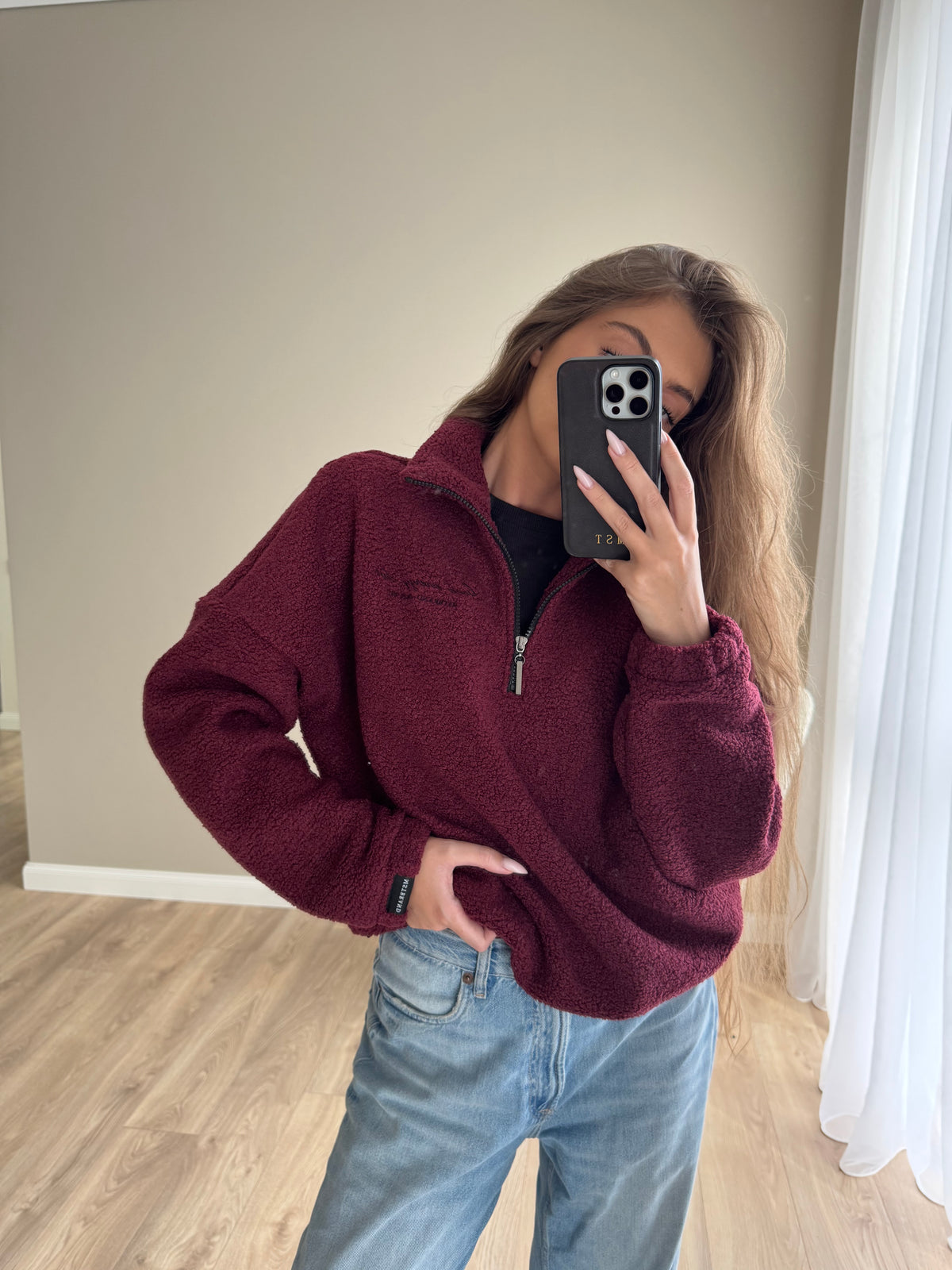 Teddy fleece sweatshirt / burgundy