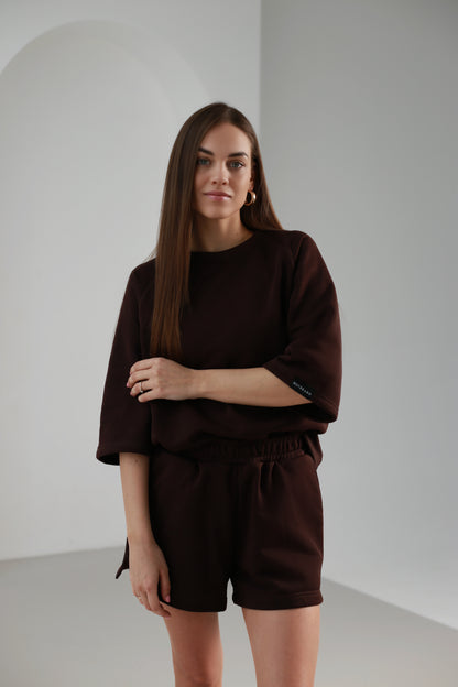 Shortsleeve sweatshirt / dark brown