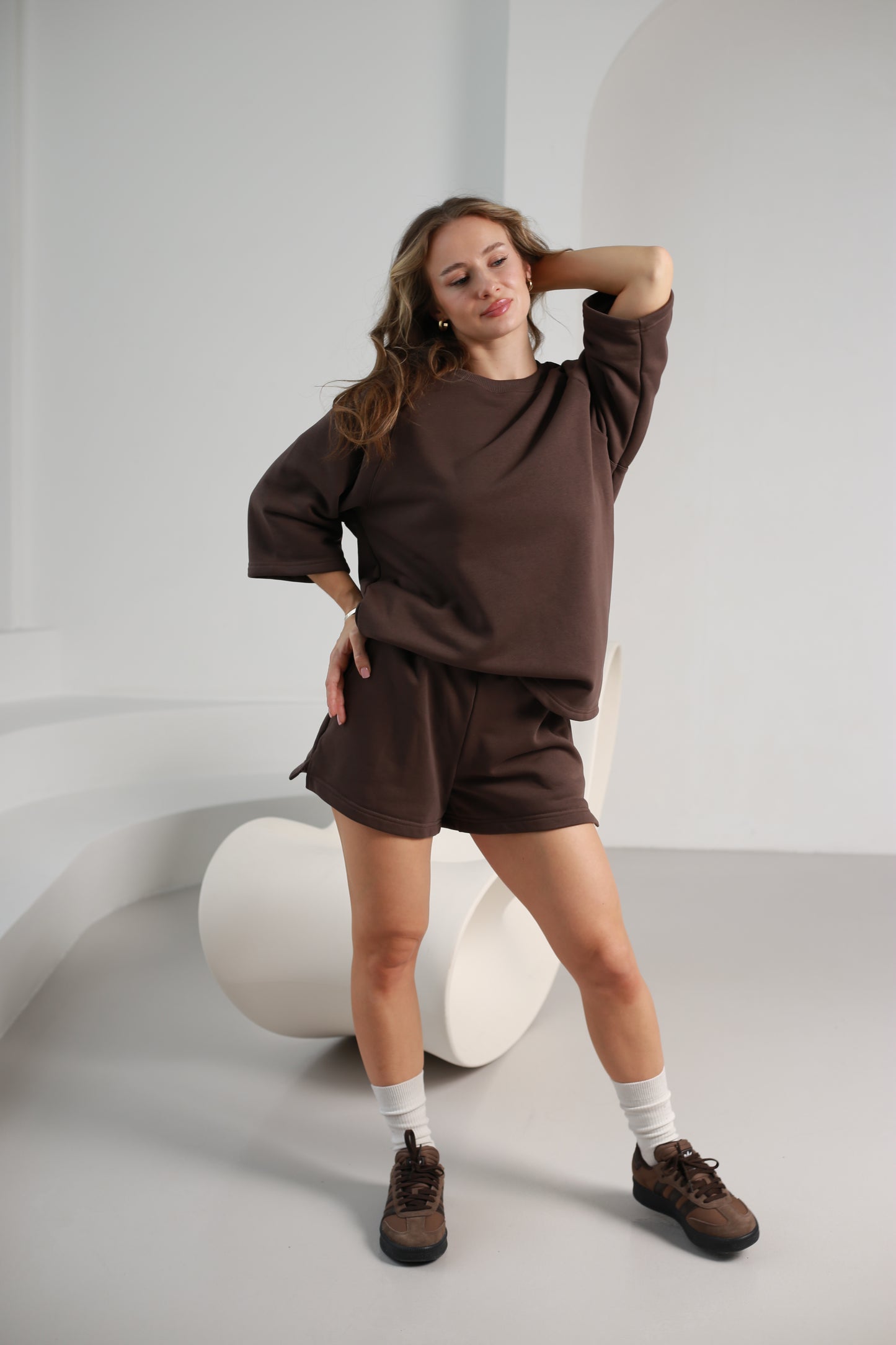 Shortsleeve sweatshirt / taupe