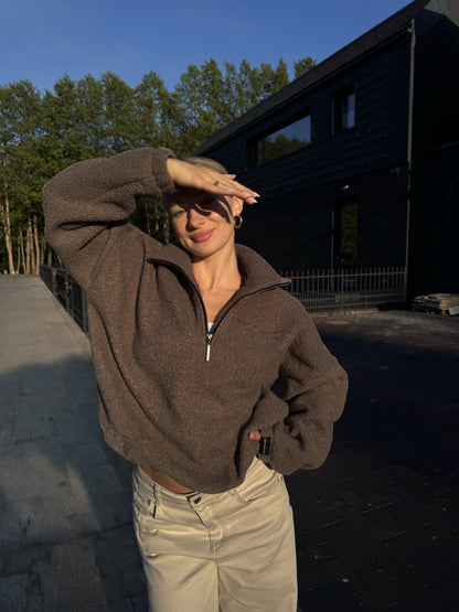 Teddy fleece sweatshirt / taupe