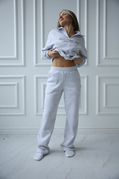 Straight sweatpants / white melange