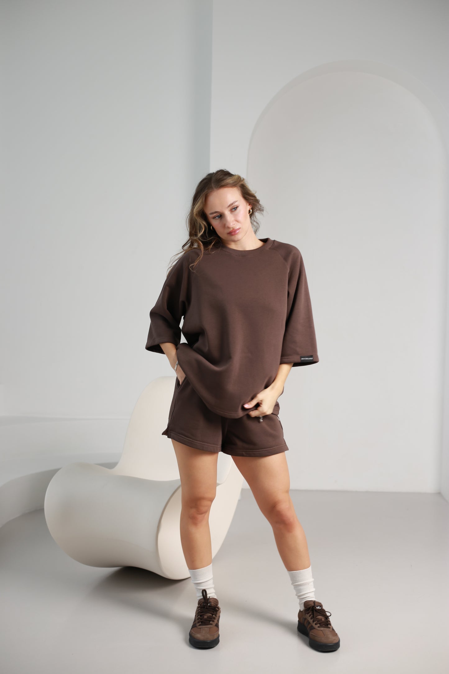 Shortsleeve sweatshirt / taupe