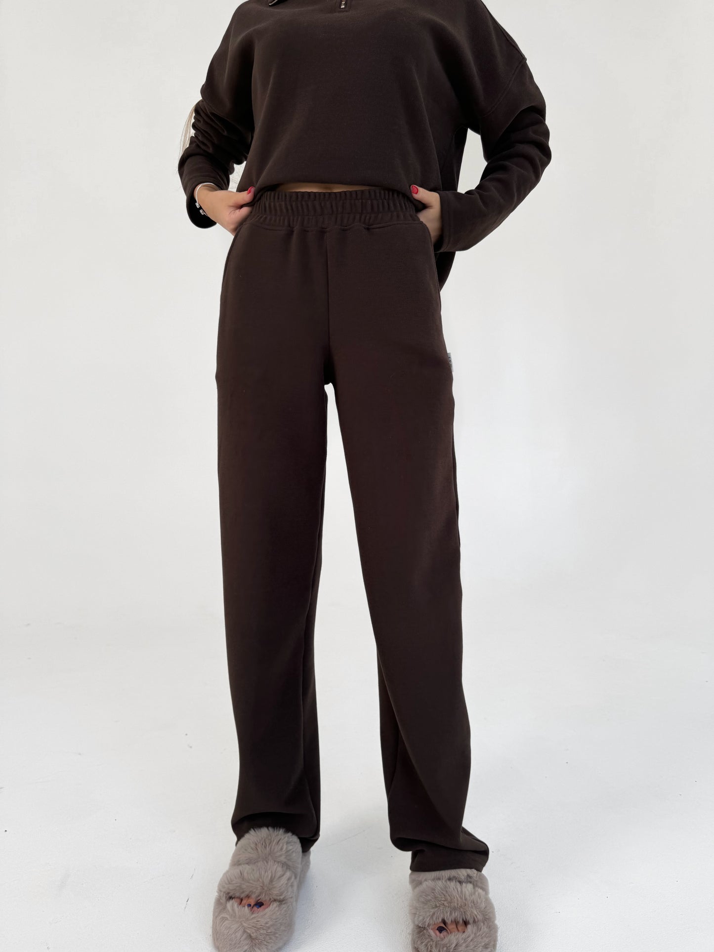 KNIT STRAIGHT PANTS / CHOCO