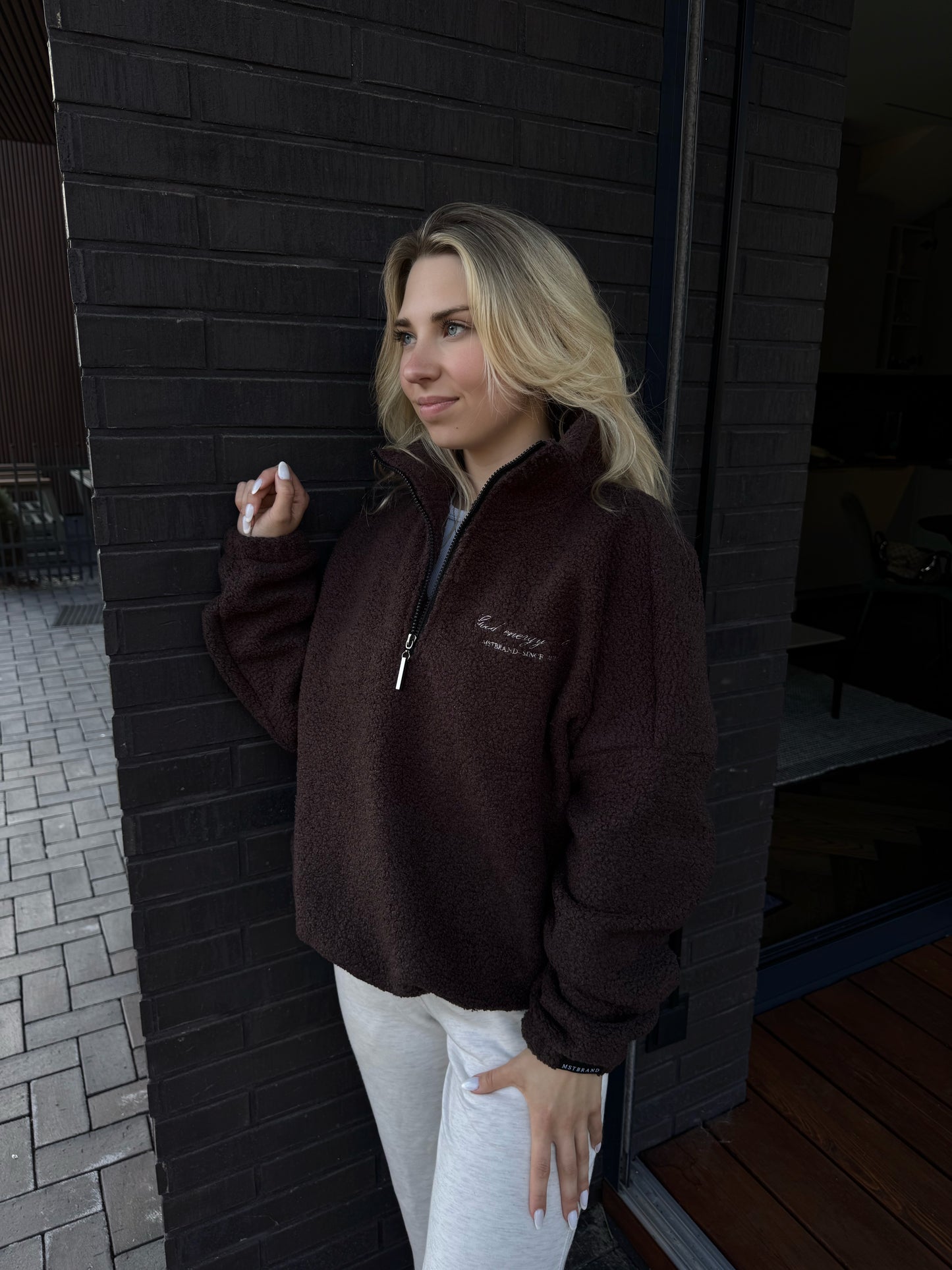 Teddy fleece sweatshirt / choco