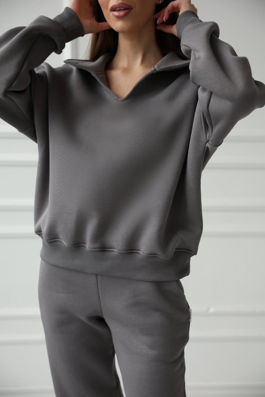 Collar sweatshirt / grey