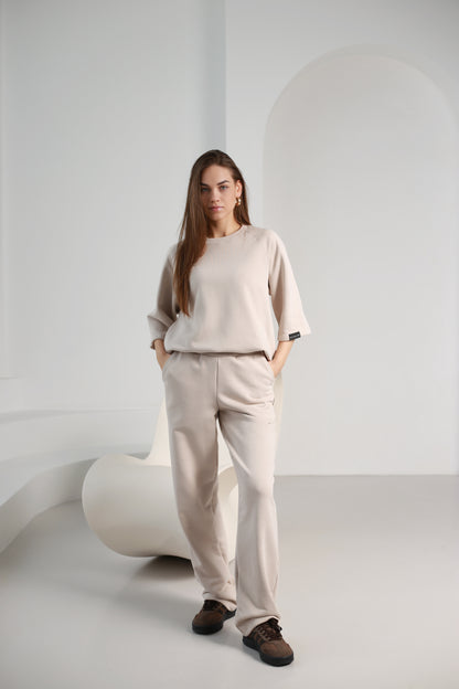 Shortsleeve sweatshirt / beige
