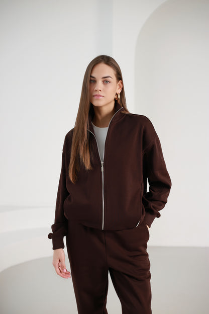 Zip up sweatshirt / dark brown