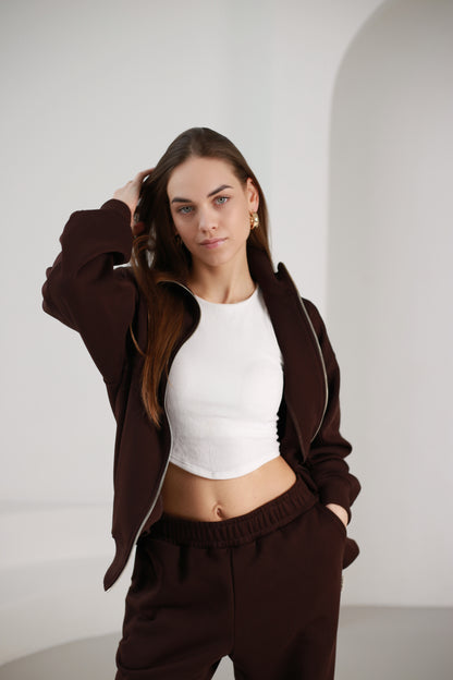 Zip up sweatshirt / dark brown
