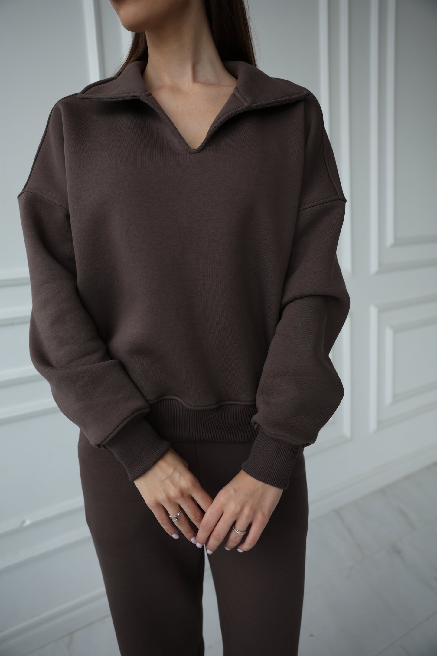 Collar sweatshirt / taupe