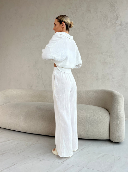 MUSLIN WIDE LEG / OFF WHITE