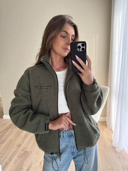 Teddy fleece zip jacket / olive