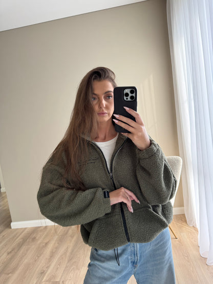 Teddy fleece zip jacket / olive