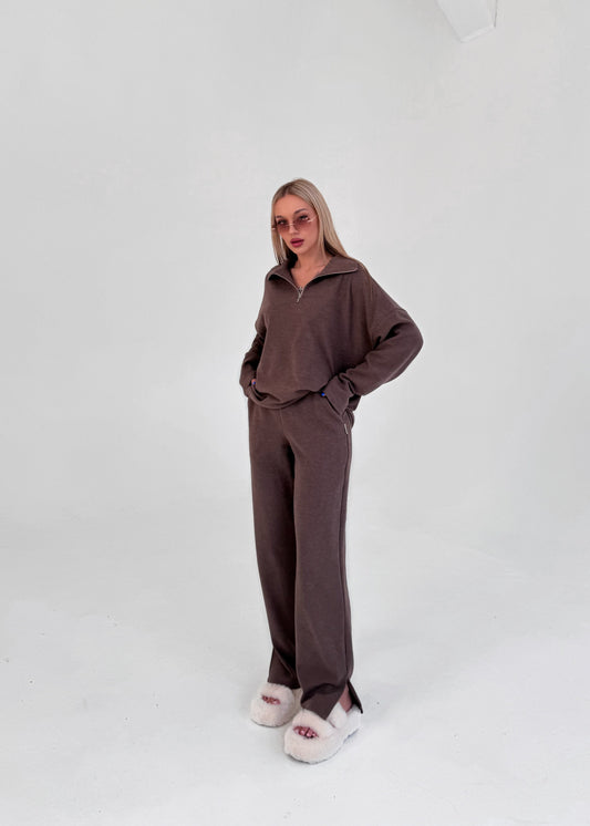 KNIT SPLIT PANTS / CACAO