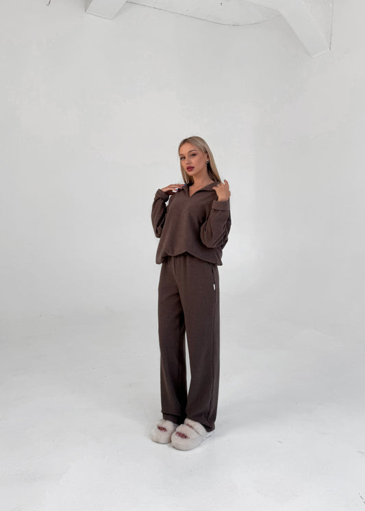 KNIT STRAIGHT PANTS / CACAO