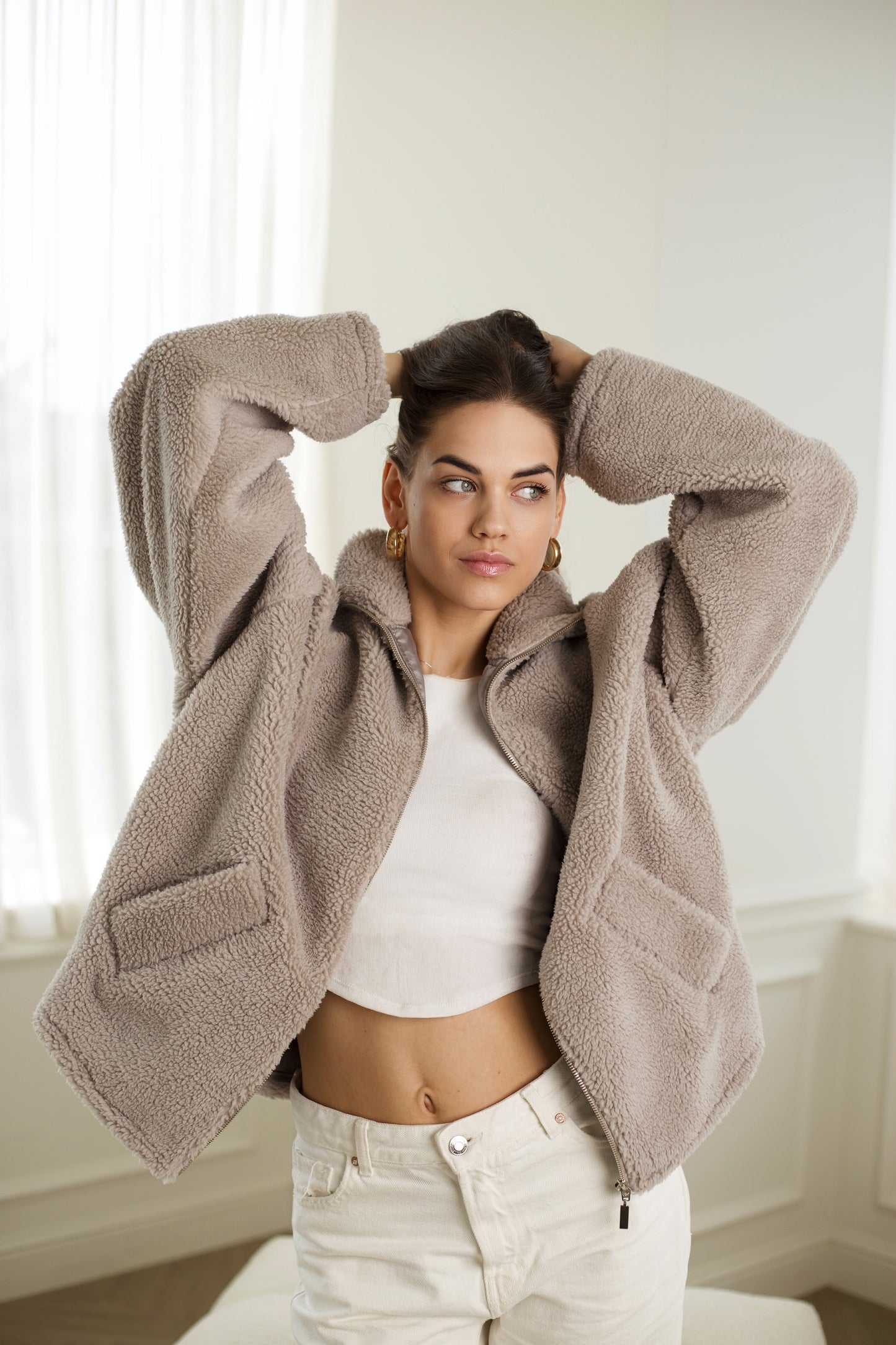 Teddy bomber jacket / grey cacao