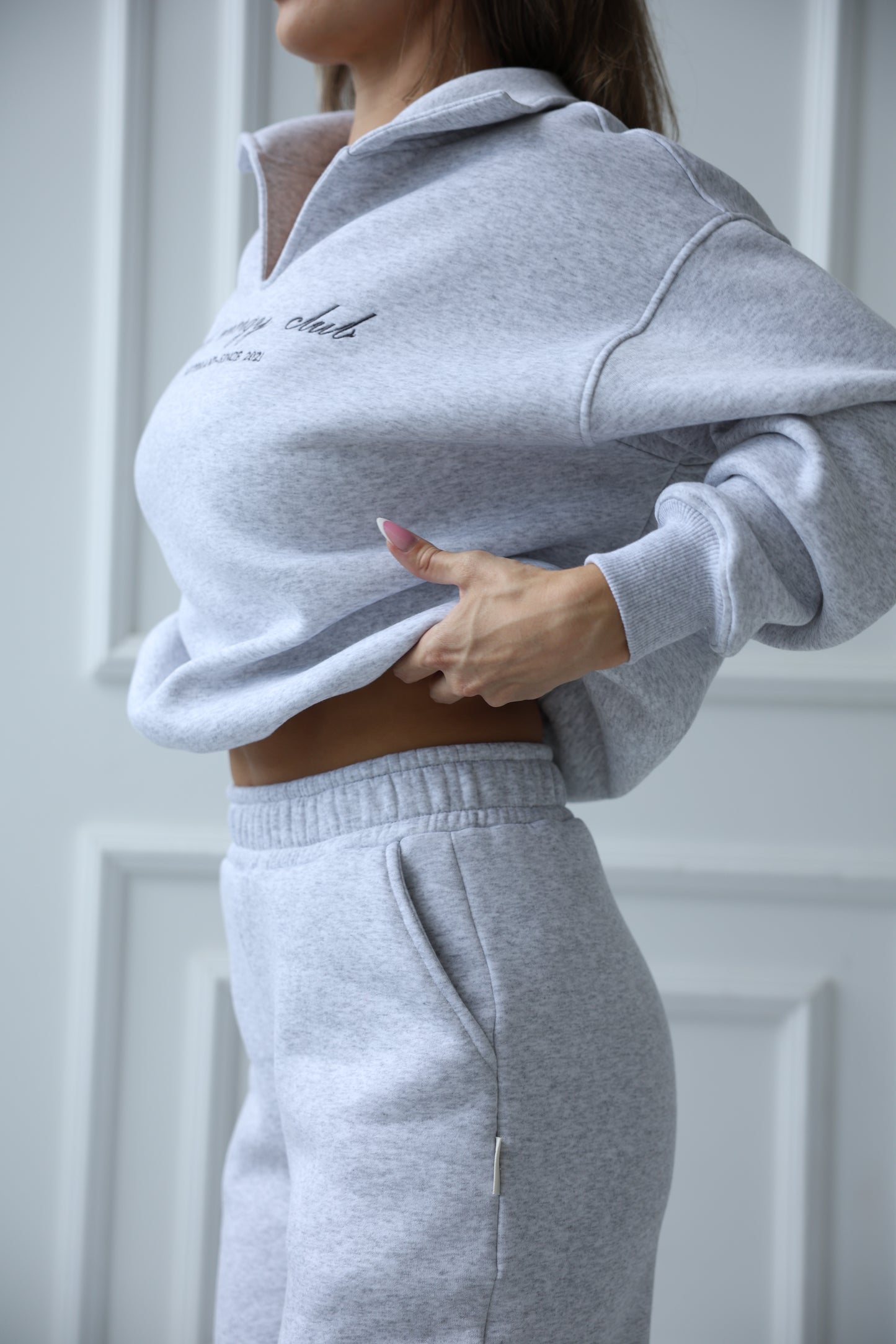 Straight sweatpants / white melange