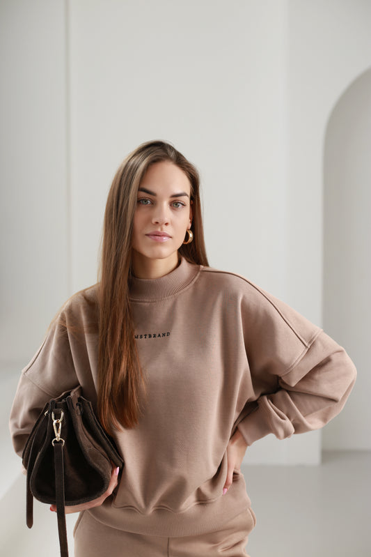 High neck sweatshirt / nude