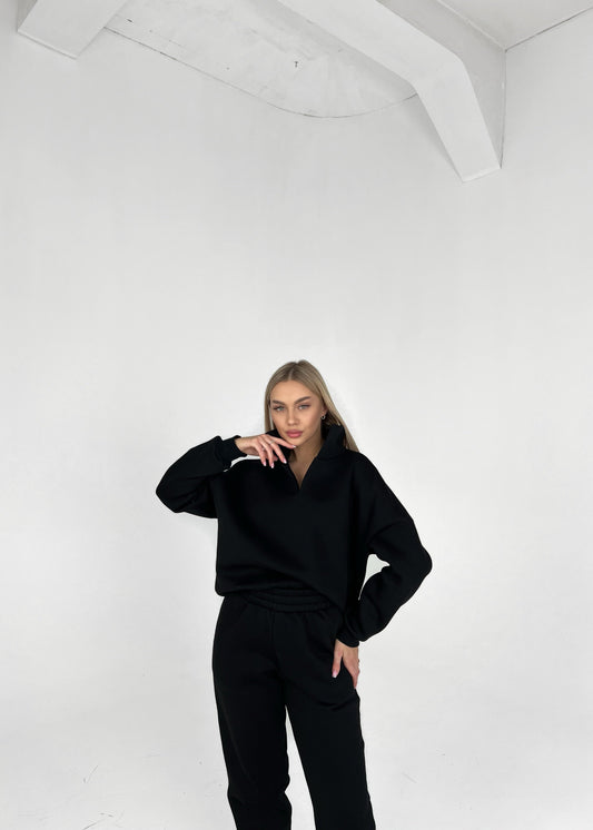 COLLAR SWEATSHIRT / BLACK