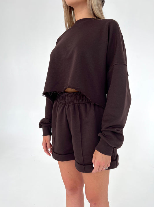 CROPPED SWEATSHIRT / CHOCO