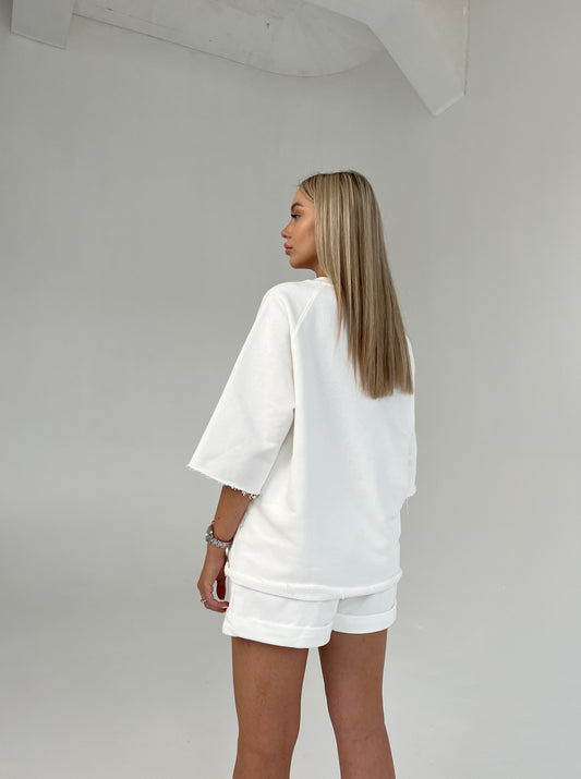 SHORTSLEEVE SWEATSHIRT / OFF WHITE