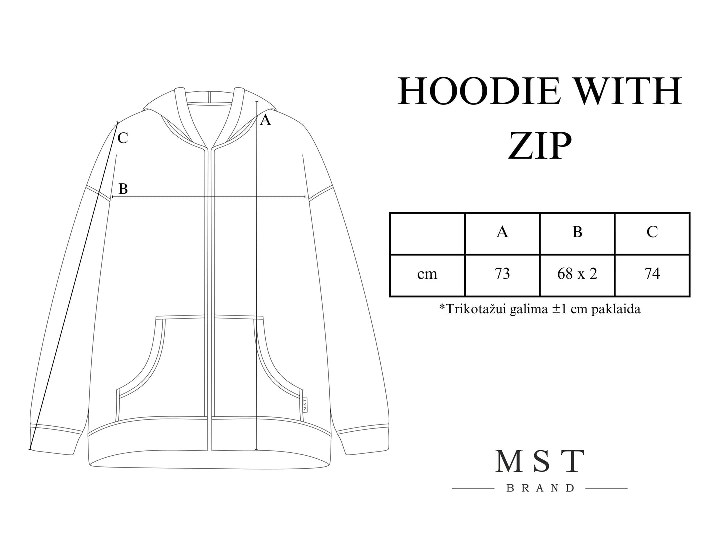 HOODIE WITH ZIP / BONE