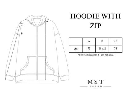 HOODIE WITH ZIP / BONE