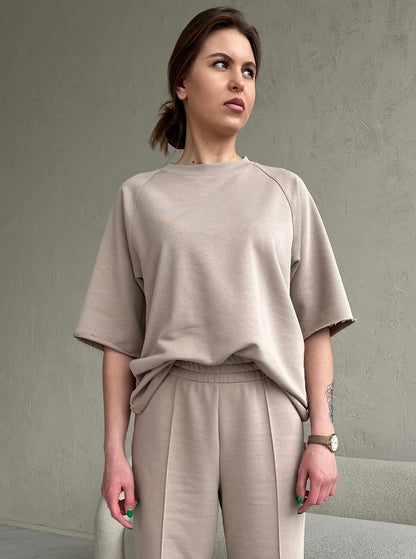 SHORTSLEEVE SWEATSHIRT / NUDE