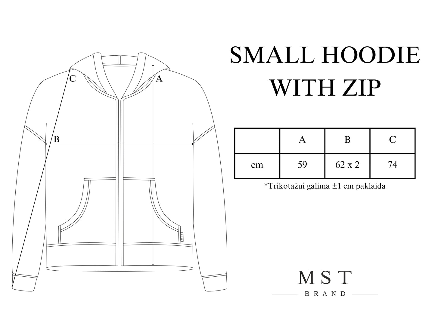 SMALL HOODIE WITH ZIP / BONE