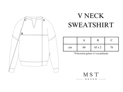 V NECK SWEATSHIRT / BLACK